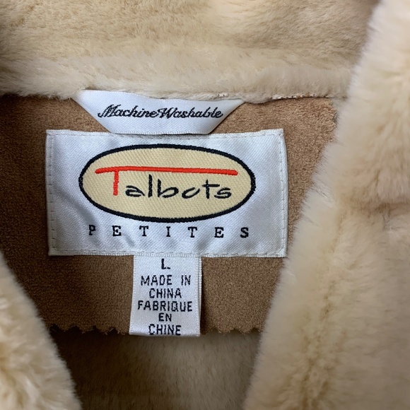 Talbots Faux Shearling Lined Full Length Coat with Buttons Petite L - Picture 3 of 10